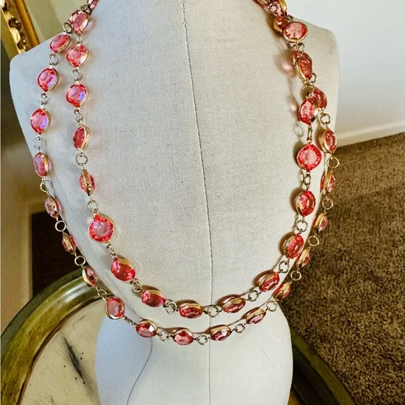 Vintage Monet XL Bracelet & Pink Bezel Necklace - Picture 12 of 13